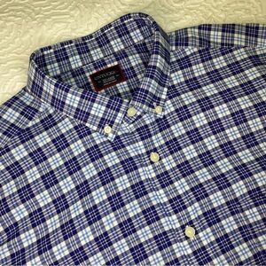 UNTUCKit Trotanoy Short Sleeve Blue Plaid Button Down Shirt Men’s NWT